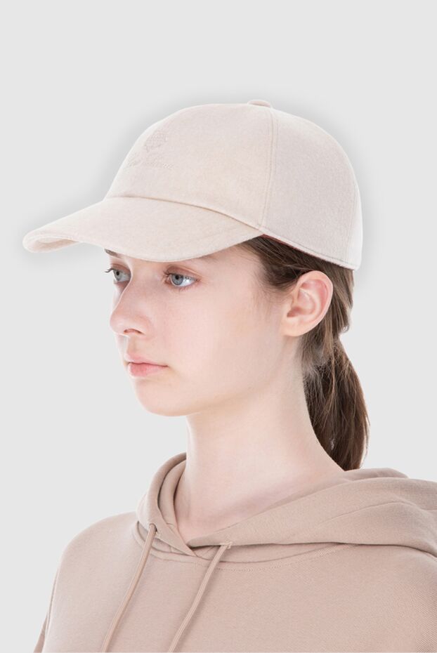 Loro Piana light beige cashmere baseball cap with embroidery 172225 - photo 3
