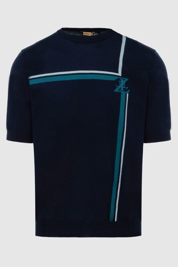 Zilli blue polo shirt decorated with accent stripes and logo men's 172256 - photo 1
