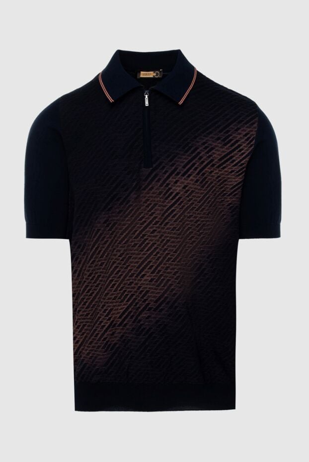 Zilli dark blue polo shirt decorated with geometric contrast pattern men's 172261 - photo 1