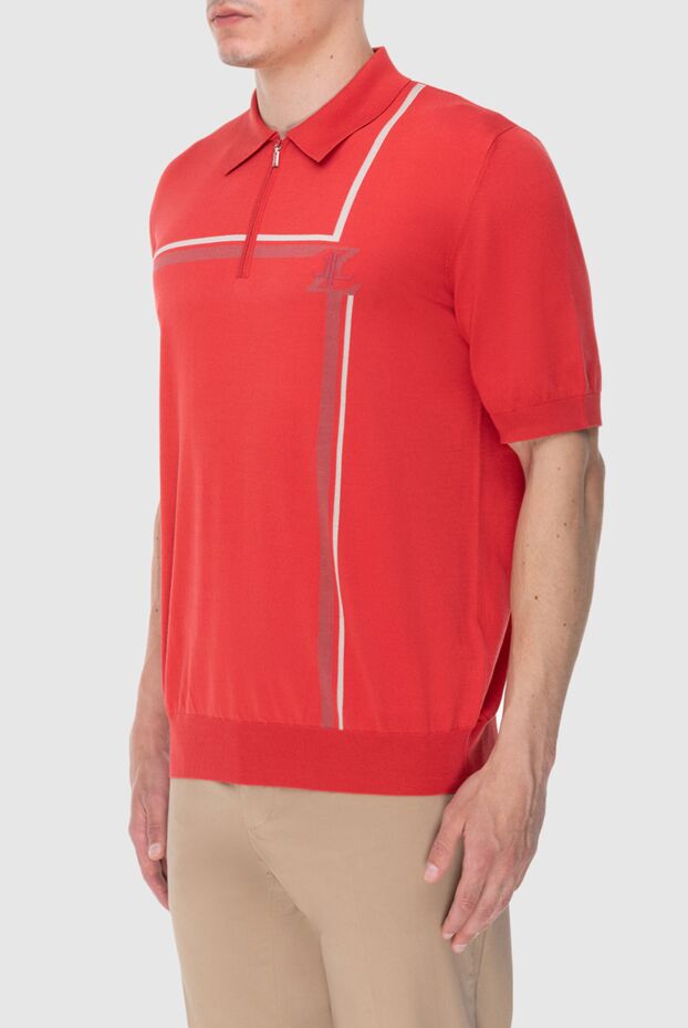 Zilli red polo shirt decorated with contrast stripes and logo men's 172262 - photo 3