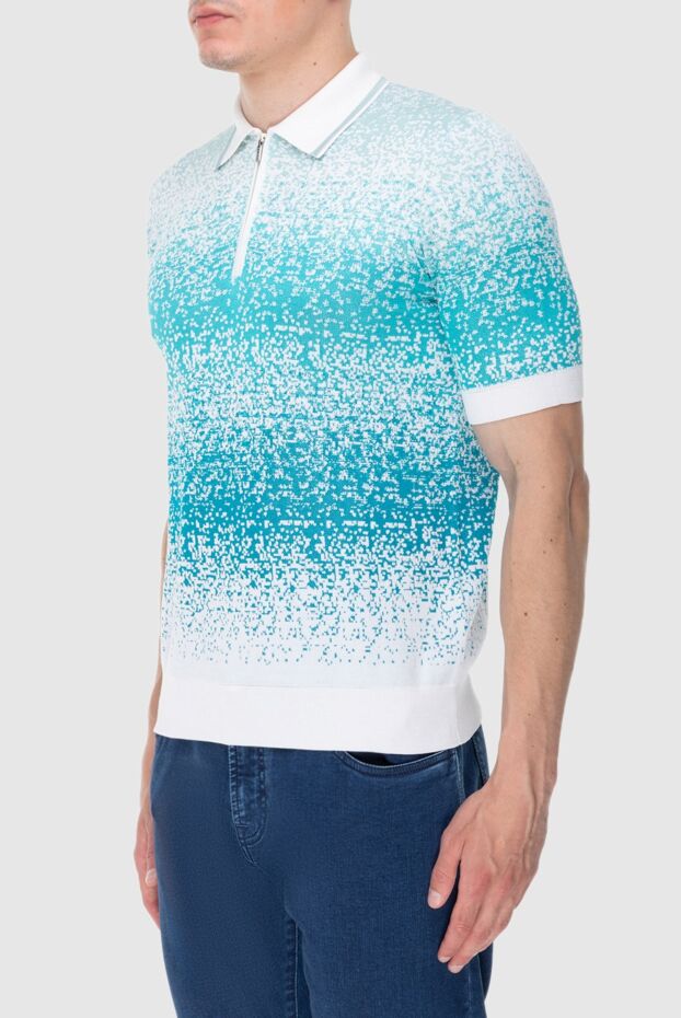 Zilli green polo shirt decorated with abstract contrast pattern men's 172280 - photo 3