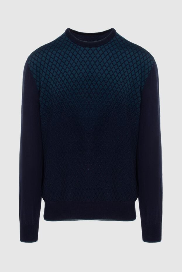 Stefano Ricci dark blue cashmere-silk jumper with a diamond pattern 172308 - photo 1