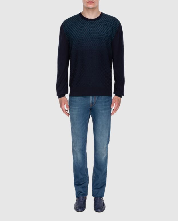 Stefano Ricci dark blue cashmere-silk jumper with a diamond pattern 172308 - photo 2