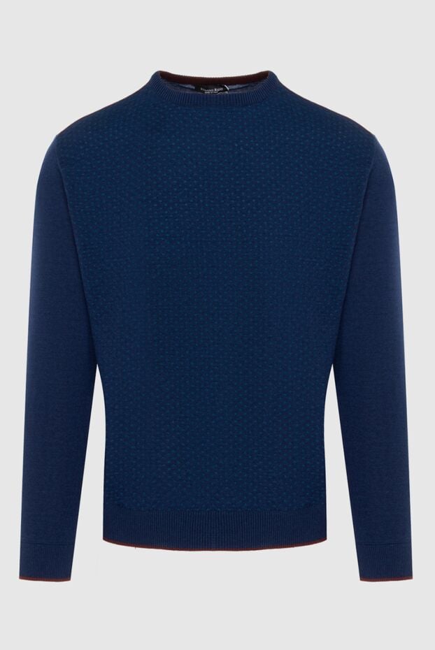Stefano Ricci blue textured jumper with contrasting wine trim 172310 - photo 1