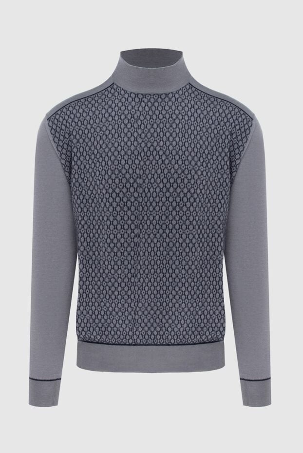 Stefano Ricci men's high-collar stand-up jumper made of cashmere and silk gray 172311 - photo 1
