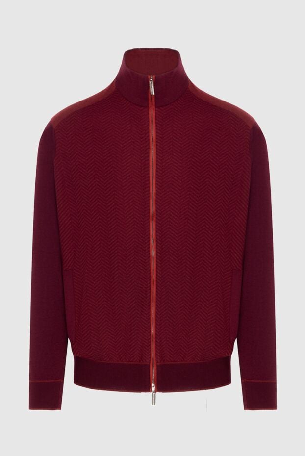 Stefano Ricci burgundy herringbone zippered cardigan 172351 - photo 1