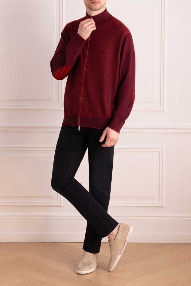 Stefano Ricci burgundy herringbone zippered cardigan 172351 - photo 2