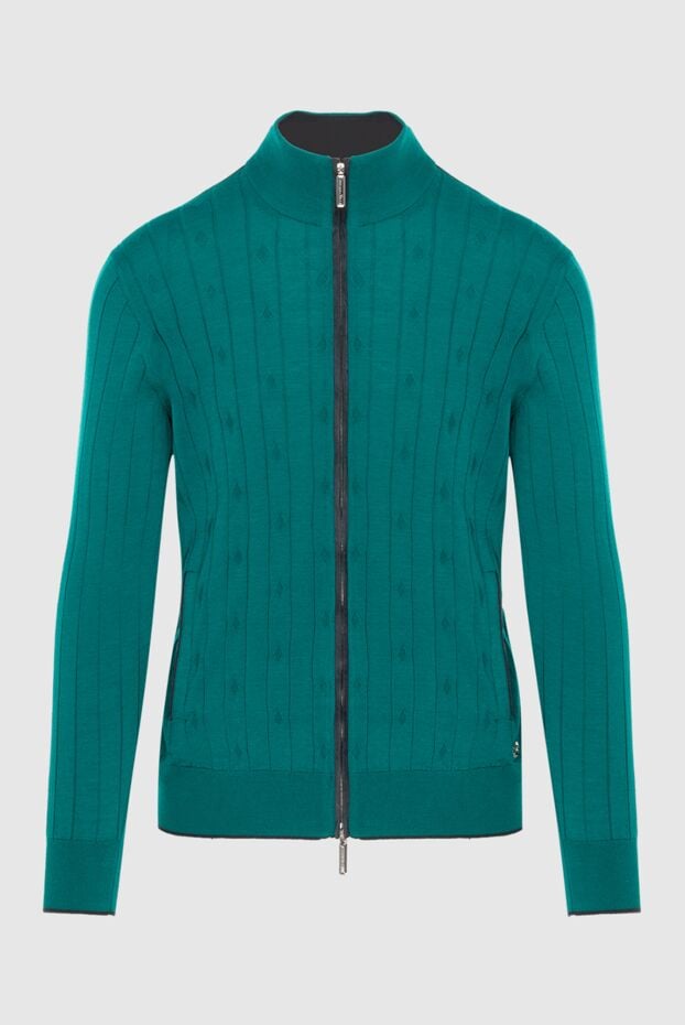 Stefano Ricci cardigan for men made of cashmere, silk and suede green 172352 - photo 1