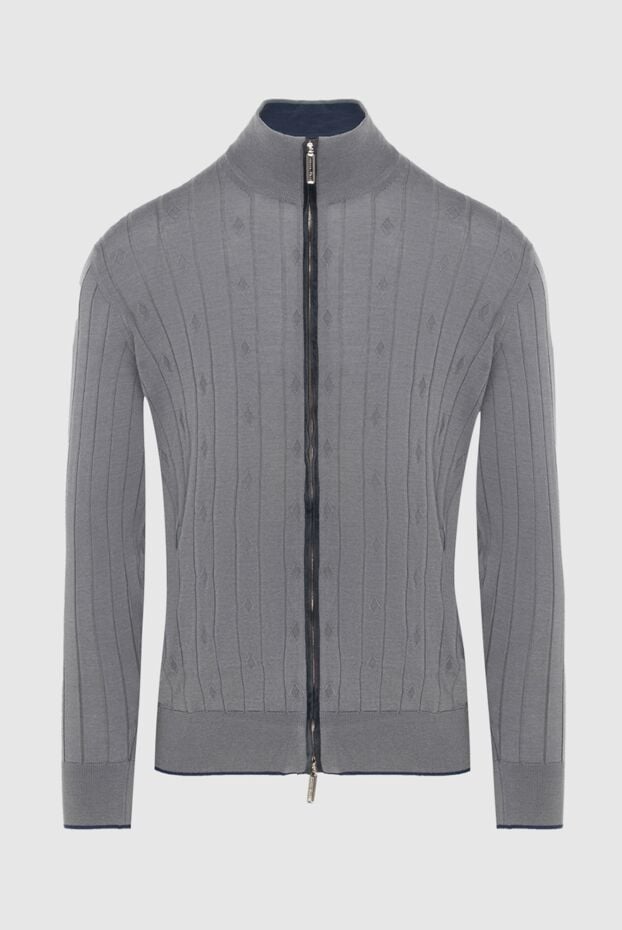 Stefano Ricci cardigan for men made of cashmere, silk and suede gray 172358 - photo 1