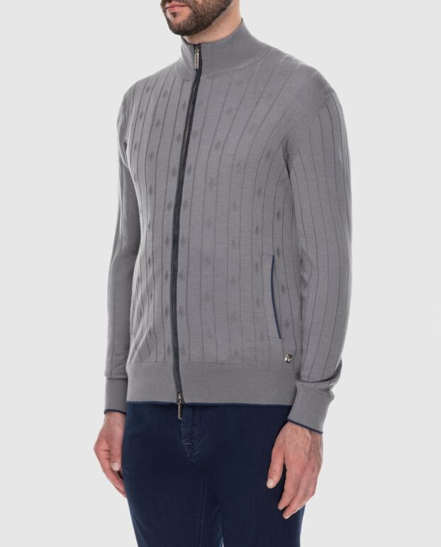 Stefano Ricci cardigan for men made of cashmere, silk and suede gray 172358 - photo 3