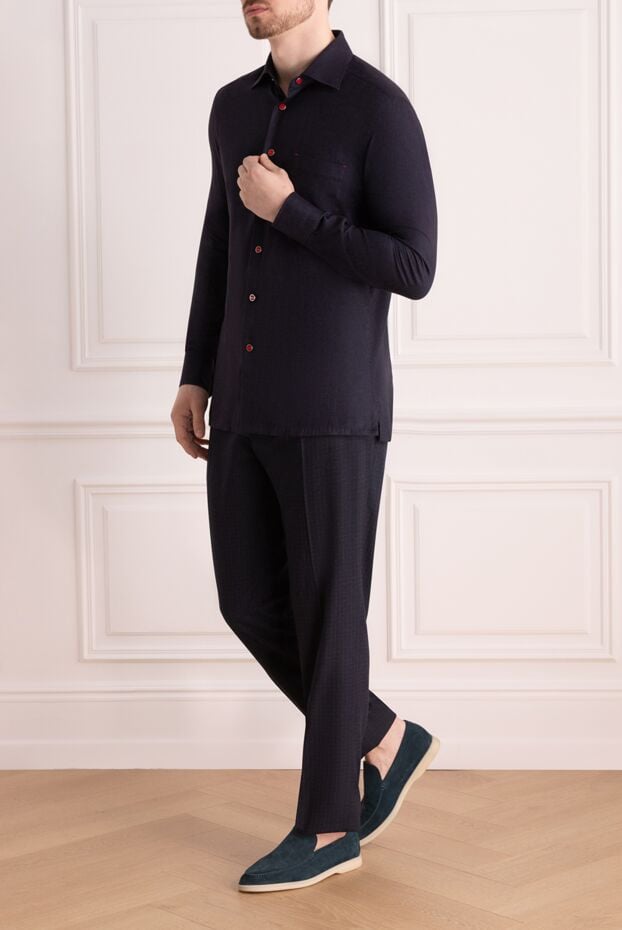 Stefano Ricci blue wool trousers with logo for men 172380 - photo 2