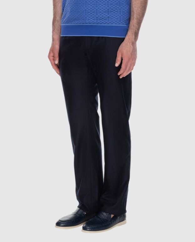 Stefano Ricci blue men's wool trousers with pocket piping 172387 - photo 3
