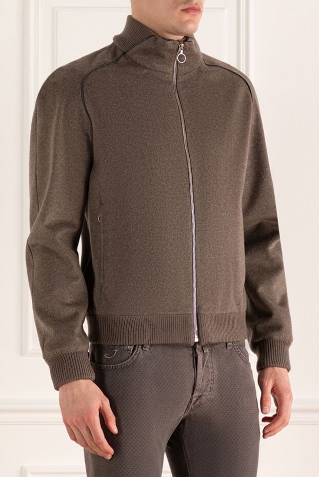 Seraphin men's beige cashmere bomber jacket with a stand-up collar 172460 - photo 3