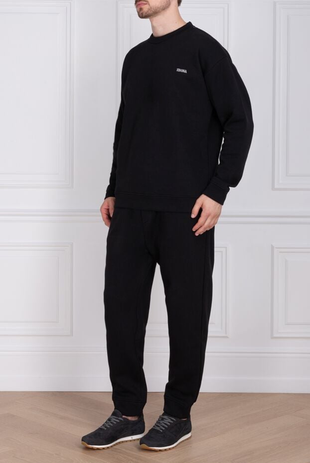 Ermenegildo Zegna black tracksuit with sweatshirt decorated with logo men's 172511 - photo 3