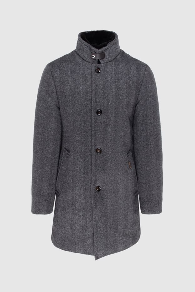 Moorer grey wool and cashmere coat with a high collar 172524 - photo 1