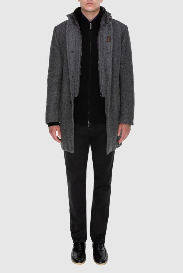 Moorer grey wool and cashmere coat with a high collar 172524 - photo 3
