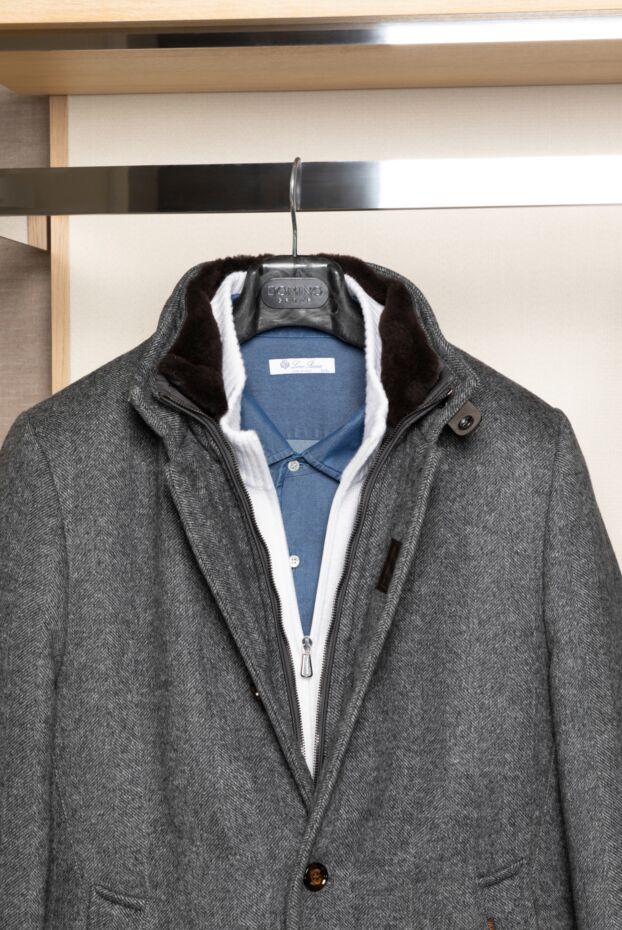 Moorer grey wool and cashmere coat with a high collar 172524 - photo 2