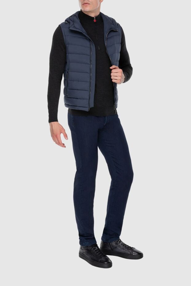 Moorer mens blue vest with a hood on an elastic drawstring 172534 - photo 2