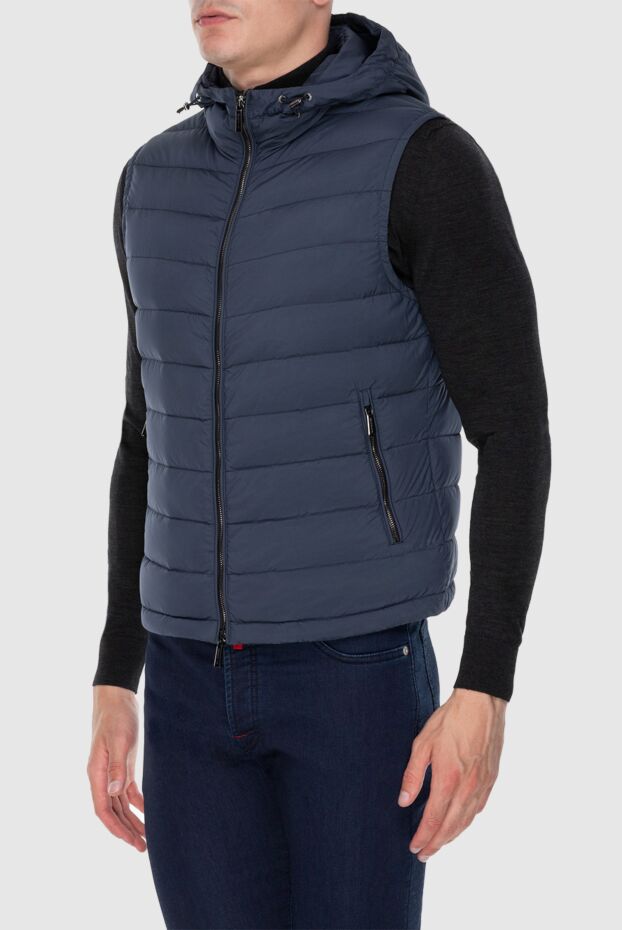 Moorer mens blue vest with a hood on an elastic drawstring 172534 - photo 3