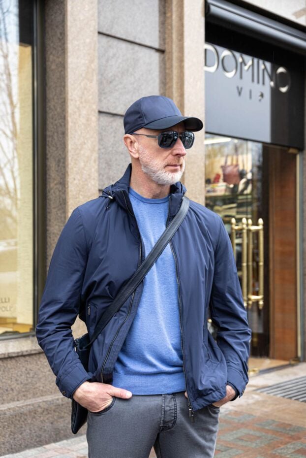 Moorer men's blue lightweight sports jacket with hood 172539 - photo 2