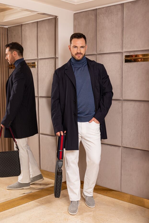 Moorer men's dark blue field jacket made of wool and silk 172542 - photo 2