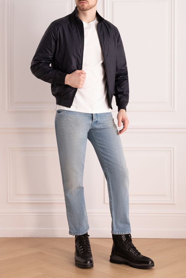 Moorer men's blue reversible bomber jacket with stand-up collar 172544 - photo 3