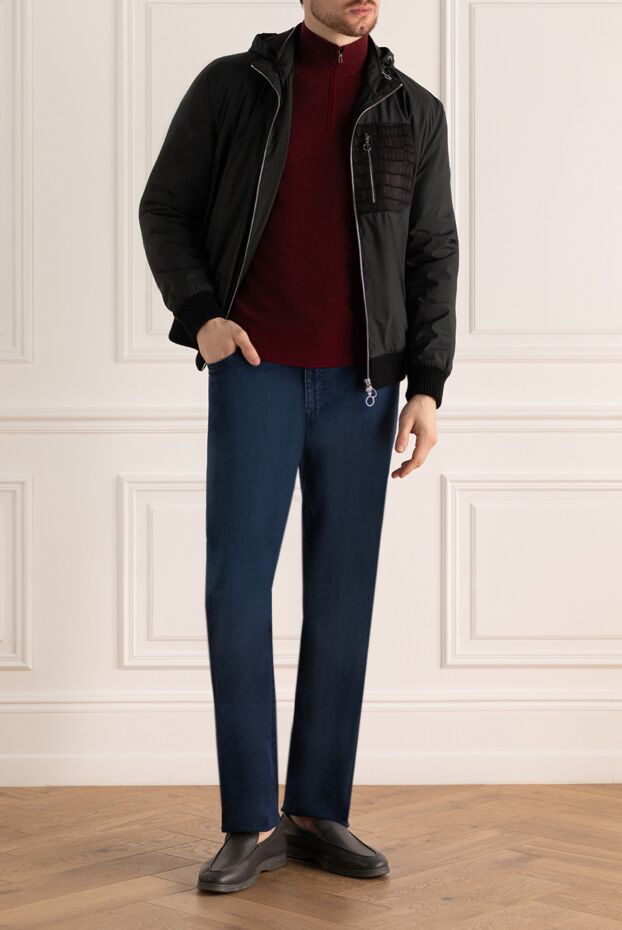 Seraphin black men's polyester and crocodile leather jacket 172555 - photo 2