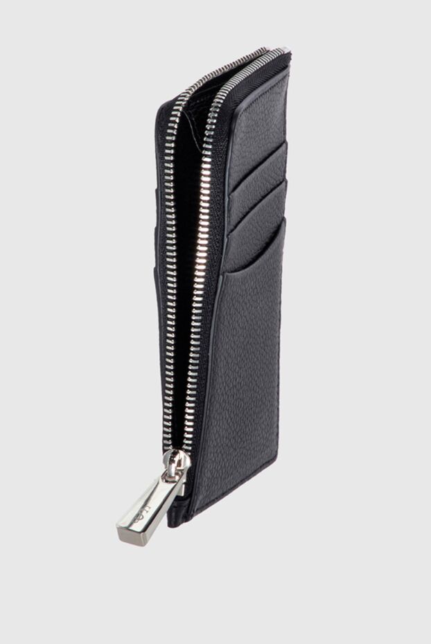 Serapian black leather cardholder with a zipper for men 172588 - photo 3