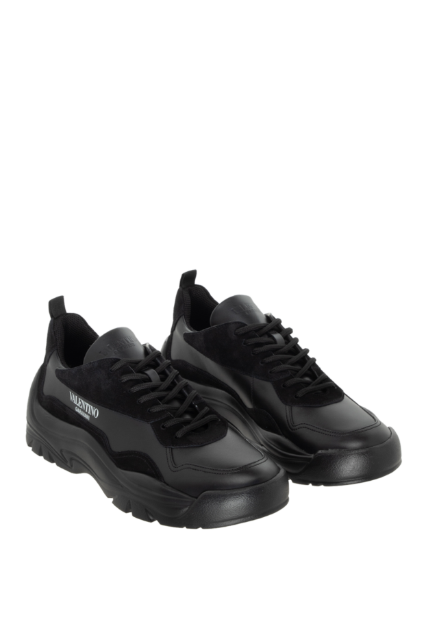 Valentino men's black sneakers with leather and suede upper on a high sole 172630 - photo 3