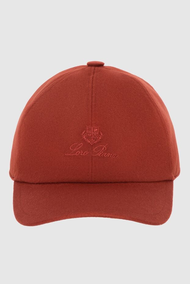 Terracotta cashmere baseball cap with embroidered coat of arms - photo 1