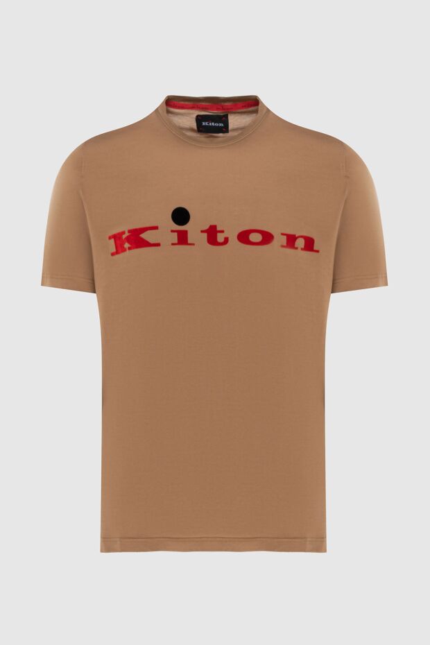 Kiton мужские футболка из хлопка коричневая мужская 172688 - фото 1