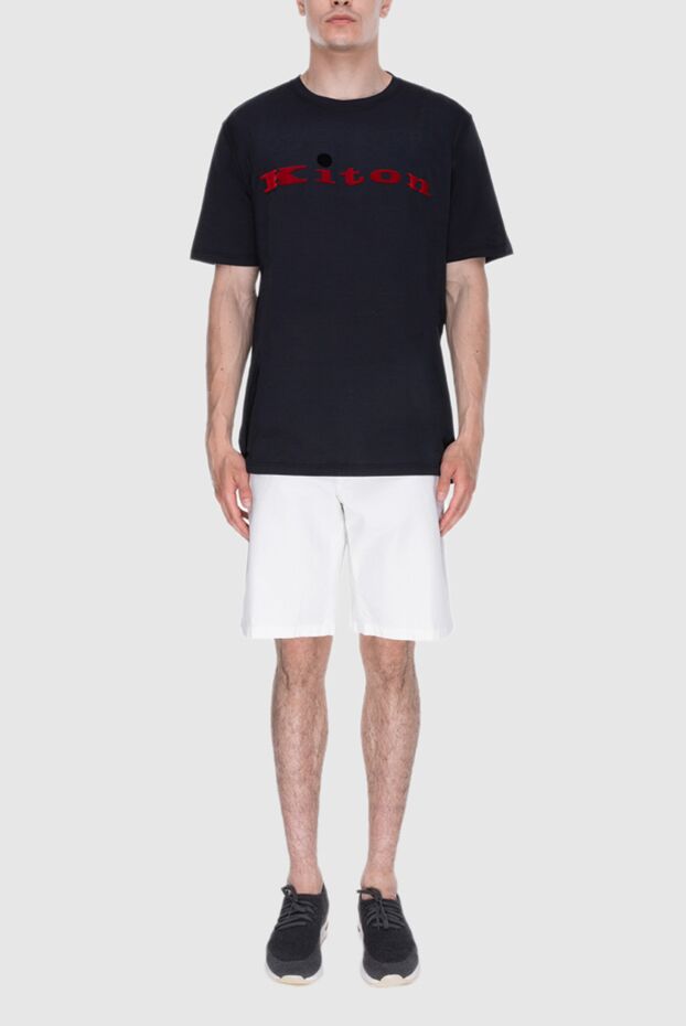 Kiton black silky cotton t-shirt with a large contrasting logo (markdown) 195515 - photo 2