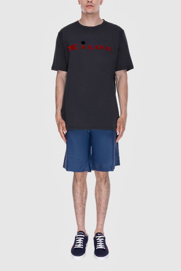 Kiton men's grey t-shirt with contrasting brand logo on the chest (markdown) 195478 - photo 2