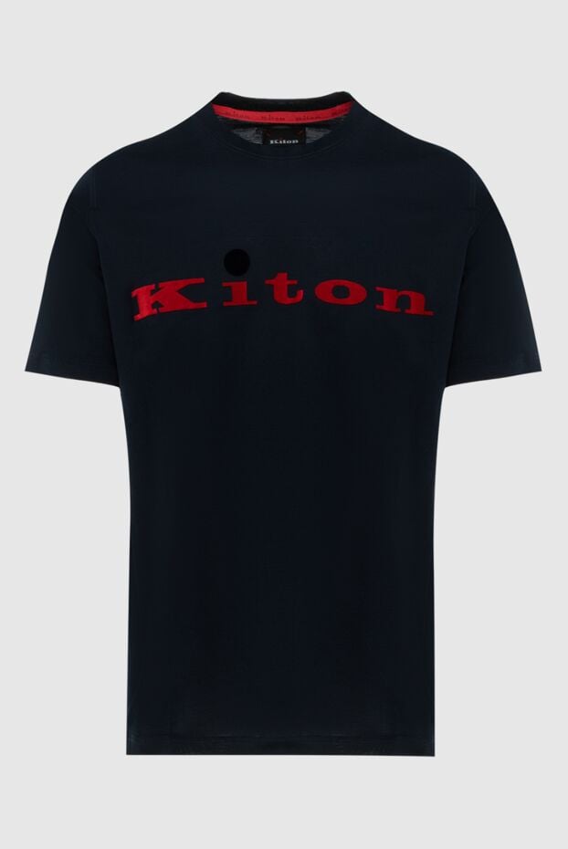 Kiton dark blue t-shirt with red branded print 172693 - photo 1