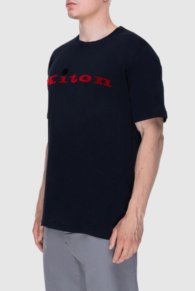 Kiton темно-синя футболка з червоним фірмовим принтом 172693 - фото 3