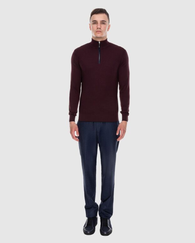 Stefano Ricci burgundy cashmere and silk troyer with a stand-up collar 172720 - photo 2
