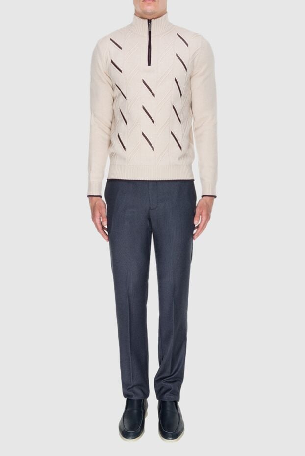 Stefano Ricci cashmere and crocodile leather tee beige for men 172723 - photo 2