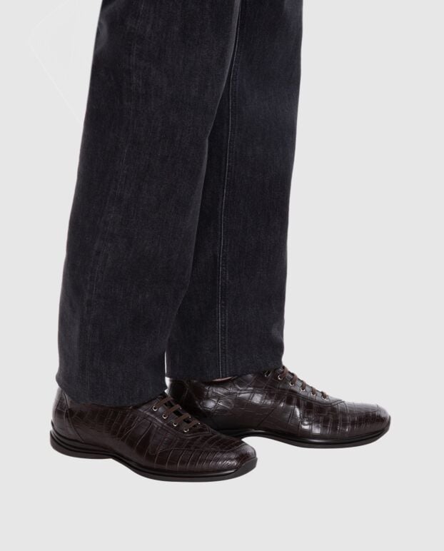 Stefano Ricci brown alligator leather snickers for men 172732 - photo 2