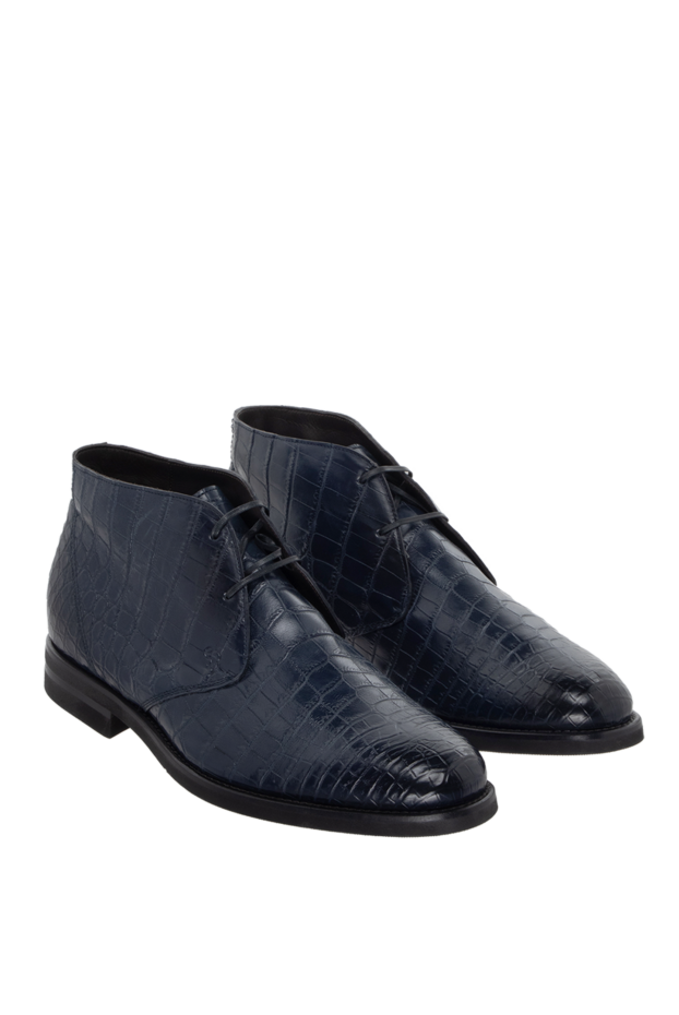 Stefano Ricci dark blue alligator leather boots with classic laces 172733 - photo 3