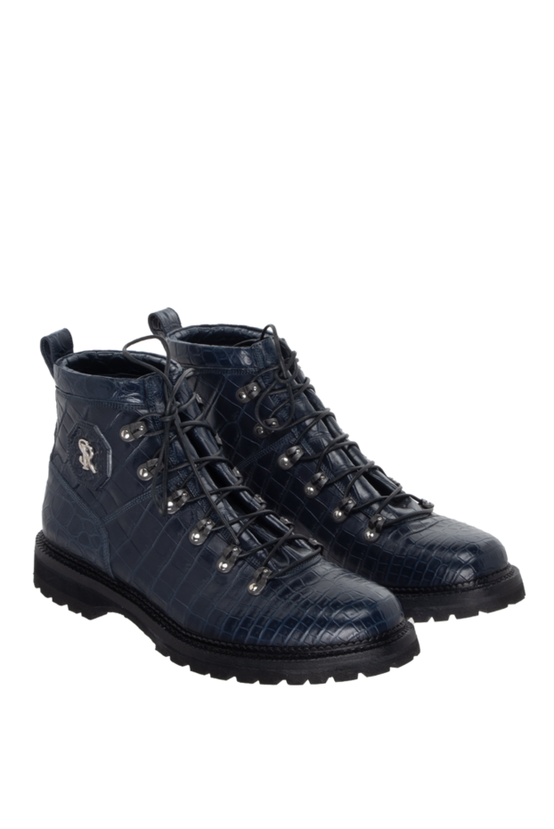 Stefano Ricci dark blue alligator leather boots with a chunky sole 172736 - photo 3