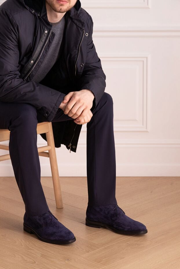 Stefano Ricci deep blue suede boots with a thin sole 172742 - photo 2