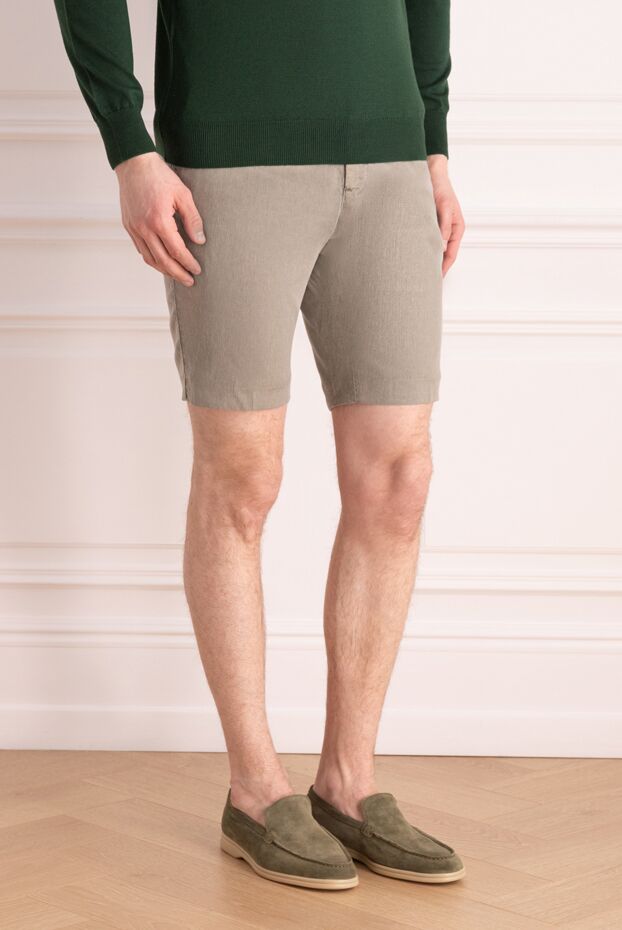 PT01 (Pantaloni Torino) beige men's linen and cotton shorts with a belt 172796 - photo 3