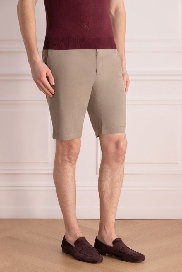 PT01 (Pantaloni Torino) men's classic beige summer shorts made from a blend of cotton, linen, and viscose 172802 - photo 3