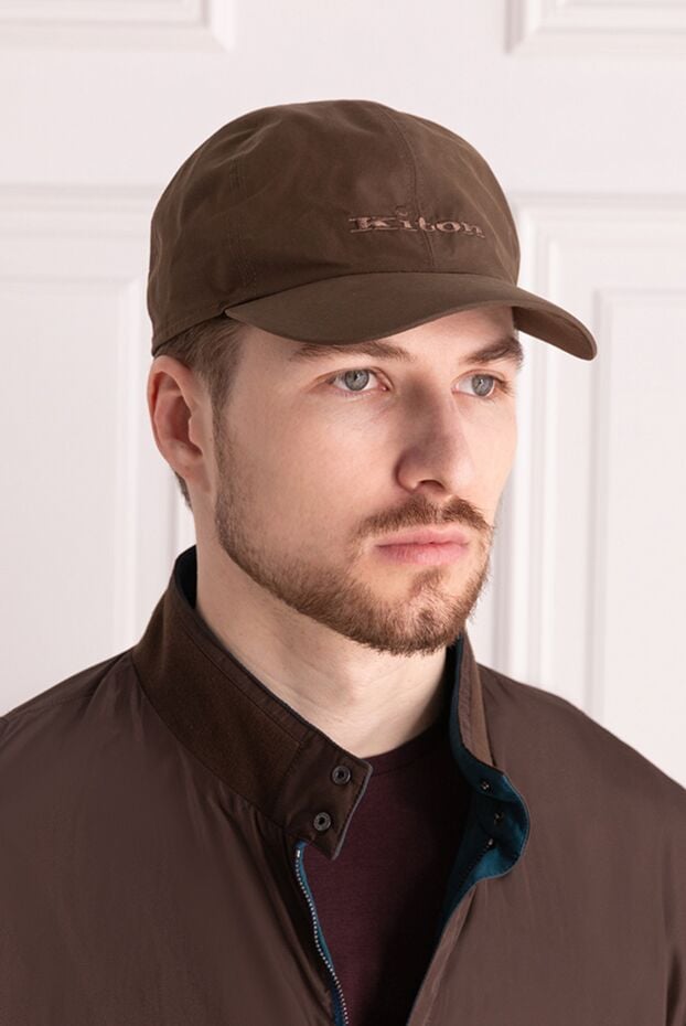 Kiton кепка з бавовни та поліаміду коричнева чоловіча 172841 - фото 2