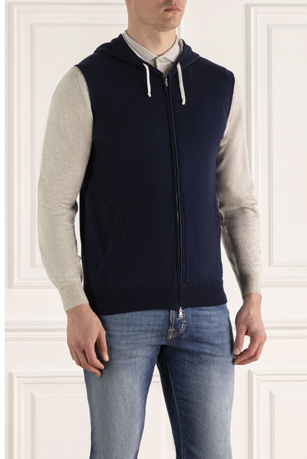 Tombolini blue cotton vest for men 172867 - photo 3