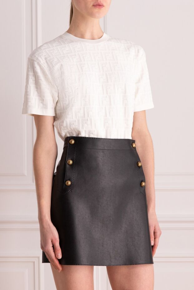 Fendi white women's t-shirt with tonal ff embossing and soft collar 172885 - photo 3