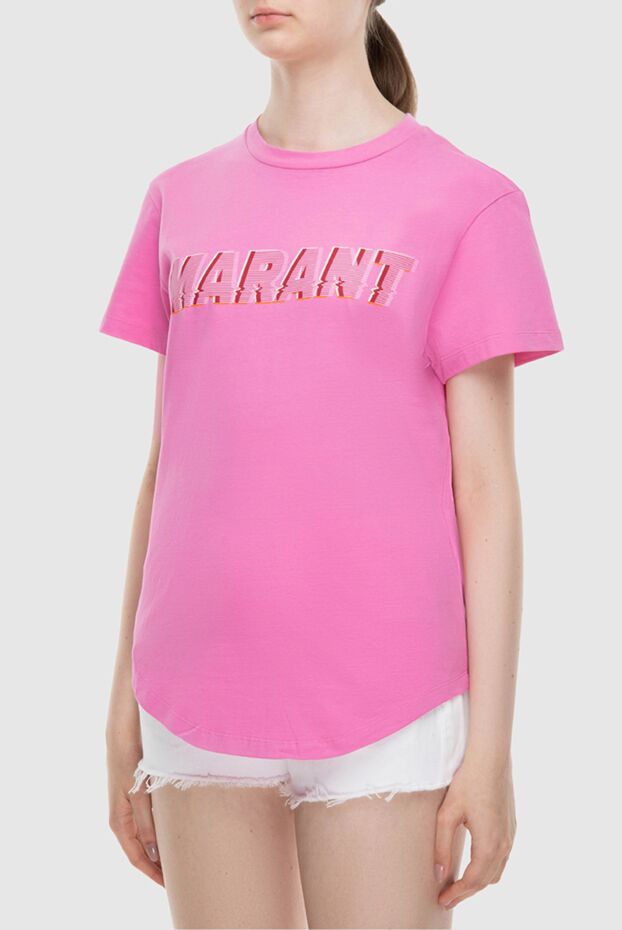 Isabel Marant hot pink cotton t-shirt with large logo 172889 - photo 3