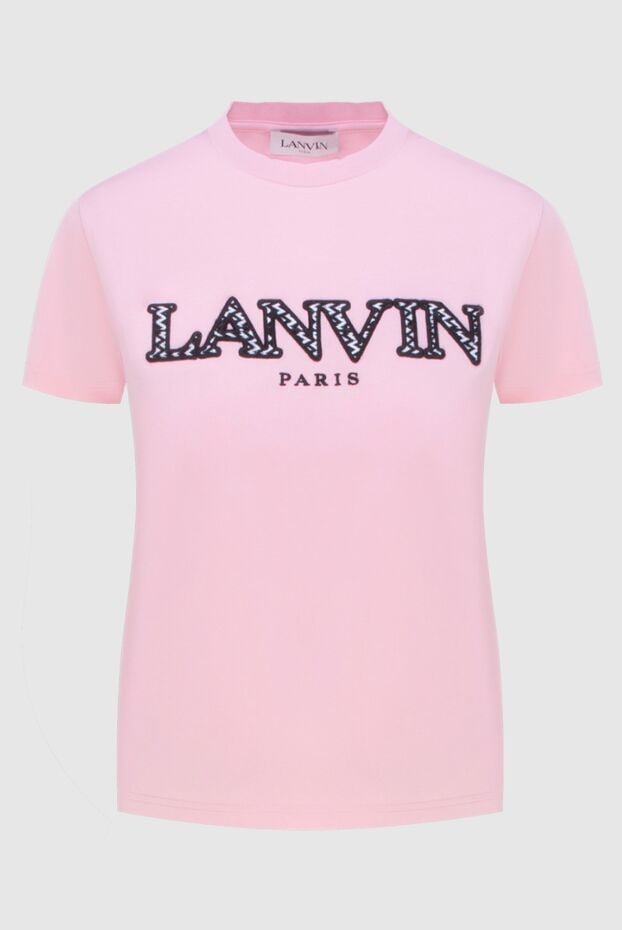 Lanvin women's pink t-shirt with contrast logo embroidery 172891 - photo 1
