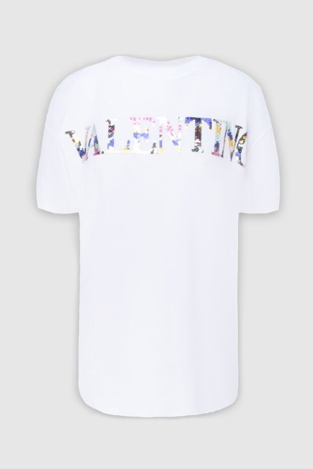 Valentino white cotton womens t-shirt with a sequin logo 172894 - photo 1