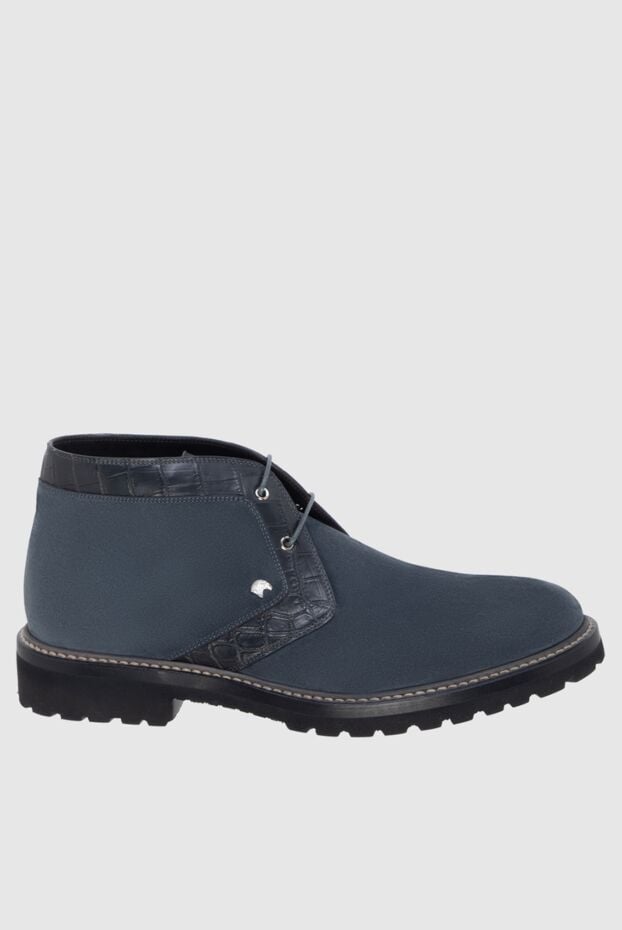 Stefano Ricci men's nubuck and crocodile leather boots blue 172960 - photo 1